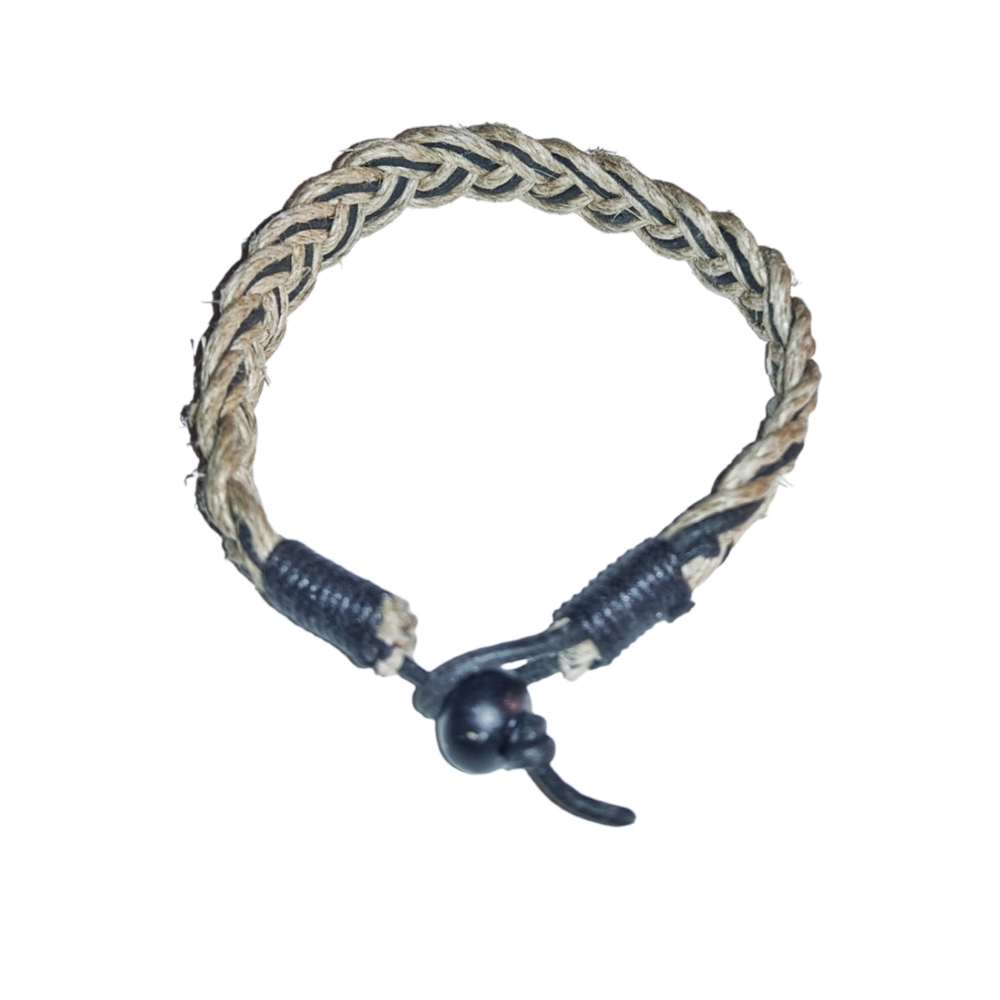 Braided Beige & Black Rope Bracelet